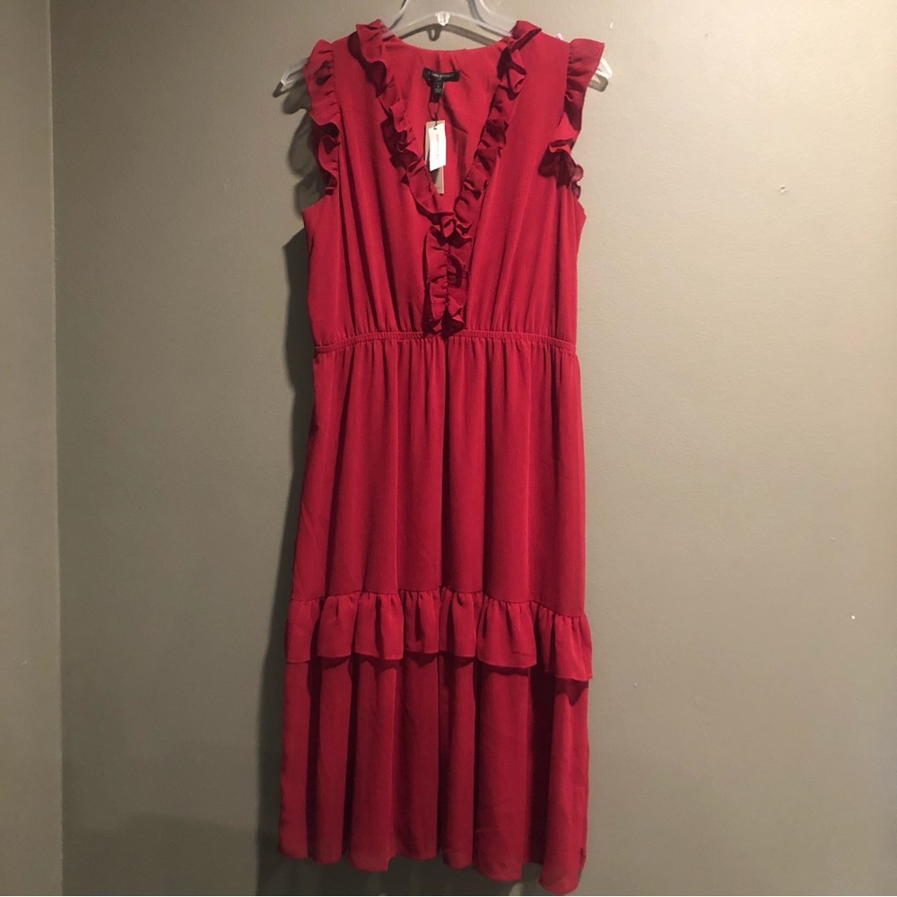 Banana Republic Red Ruffle Dress Size Large